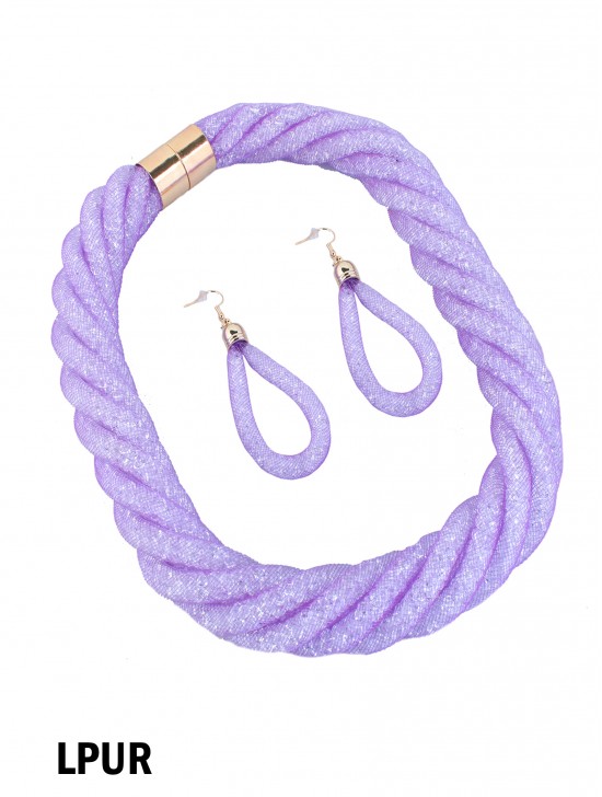 SPARKLE TUBE TWIST NECKLACE AND EARRING SET